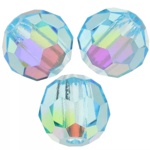4mm Preciosa round faceted beads - Round Bead - Aqua Bohemica AB x20