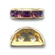 Half moon Rondelle 14x8mm Gold-colored Amethyst x1