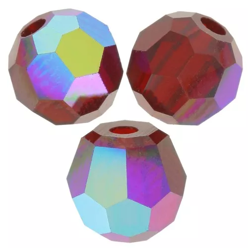 4mm Preciosa round faceted beads - Round Bead - Siam AB x20