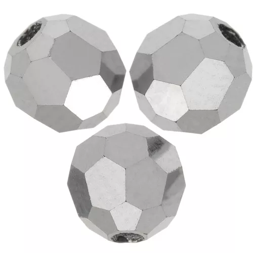 4mm Preciosa round faceted beads - Round Bead - Jet Light Hematite Full x20