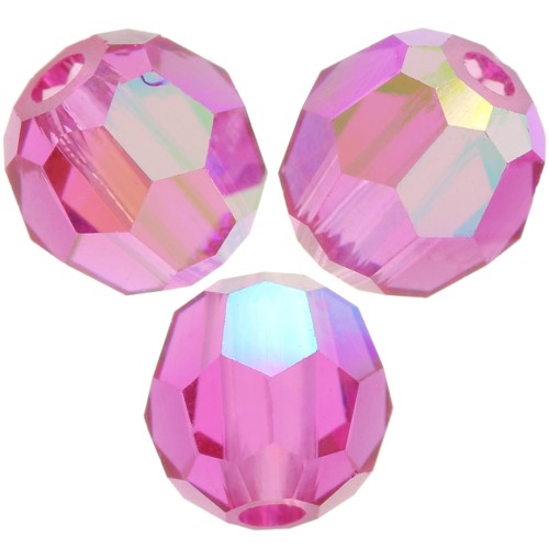 4mm Preciosa round faceted beads - Round Bead - Fuchsia AB x20