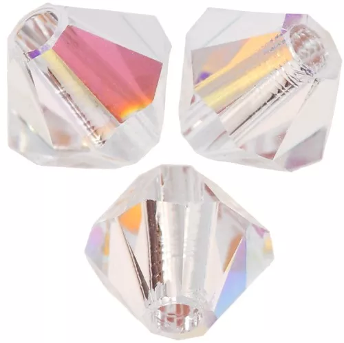4mm Preciosa Crystal Bicones - Rondelle Bead - Crystal Glitter x30
