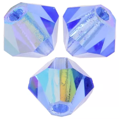 4mm Preciosa Crystal Bicones - Rondelle Bead - Sapphire Glitter x30