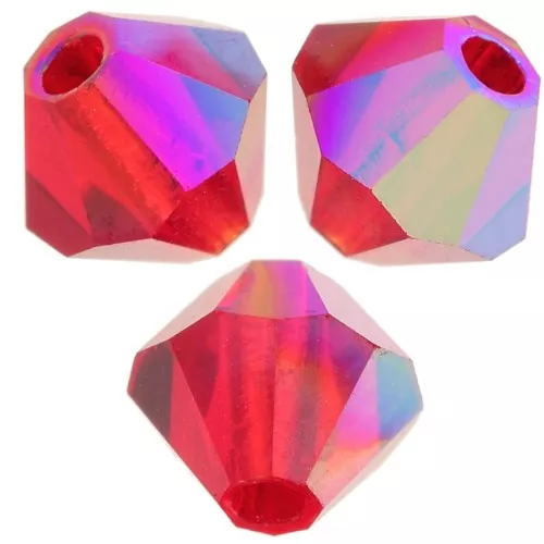4mm Preciosa Crystal Bicones - Rondelle Bead - Light Siam Glitter x30