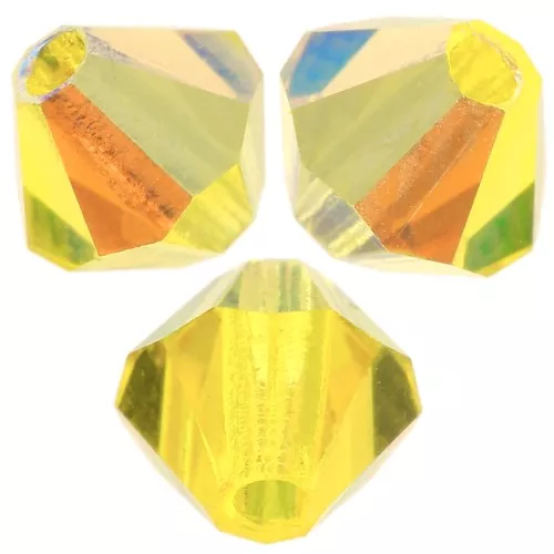 4mm Preciosa Crystal Bicones - Rondelle Bead - Citrine Glitter x30