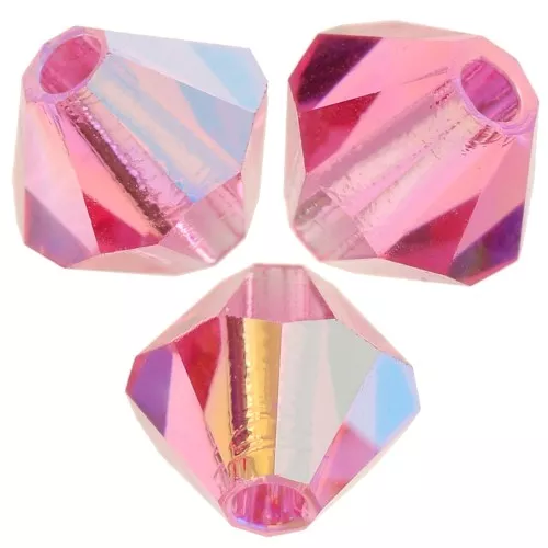 4mm Preciosa Crystal Bicones - Rondelle Bead - Rose Glitter x30