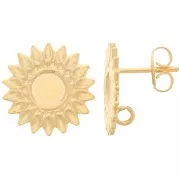 15mm Flower earstuds with open ring - Fine Gold Plated x2