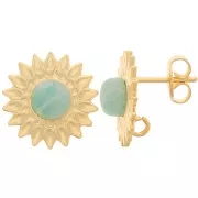 15mm Flower earstuds with open ring - Fine Gold Plated x2