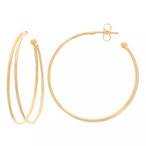 38mm Double hoop earrings - Fine Gold-plated x2