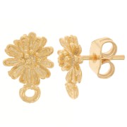 8.5mm Daisy Flower earstuds with closed ring - Gold-plated x2