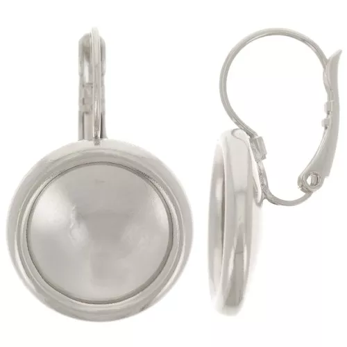 Leverback earrings for 14mm cabochon Purecrystal 1122 Rivoli - Silver Tone x2