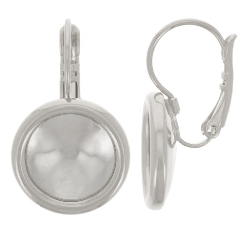 Leverback earrings for 12mm cabochon Purecrystal 1122 Rivoli - Silver Tone x2