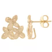 13 mm Flower Trio Earstuds, Fine gold plated x2