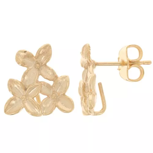 13 mm Flower Trio Earstuds, Fine gold plated x2