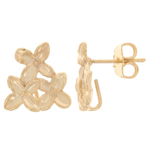 13.2mm Flower trio earstuds - Fine Gold Plated x2