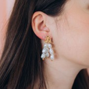 13 mm Flower Trio Earstuds, Fine gold plated x2