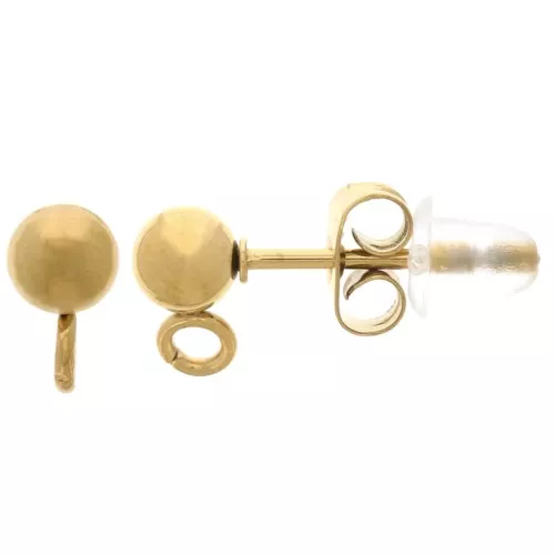 4 mm ball earstuds with open ring - 304L Gold-plated stainless steel x20