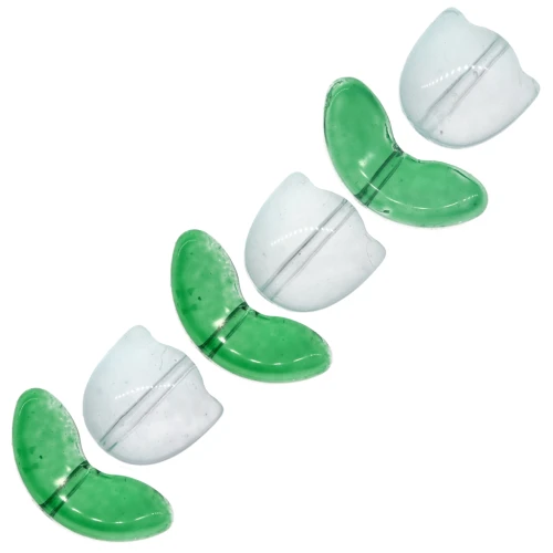 14mm Set of 6 Glass Tulip Beads - Blue Flower - Green x1