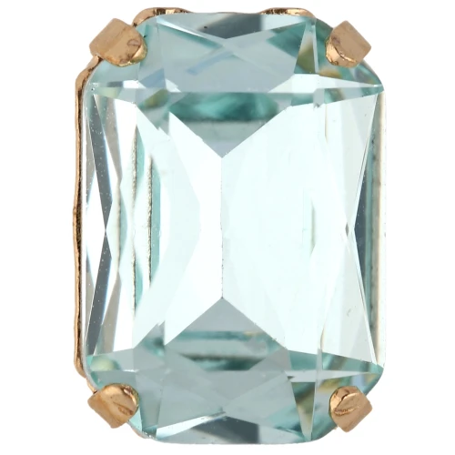 14x10mm Octagon Crystal set Aurora A4627 - Gold - Aquamarine x1