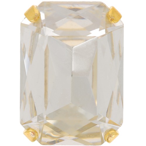 14x10mm Octagon Crystal set Aurora A4627 - Gold - Crystal Silver Shade x1