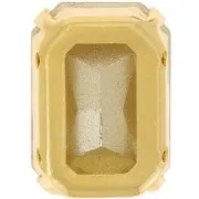 14x10mm Octagon Crystal set Aurora A4627 - Gold - Crystal Silver Shade x1