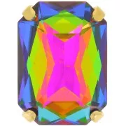 14x10mm Octagon Crystal set Aurora A4627 - Gold - Crystal Vitrail Medium x1