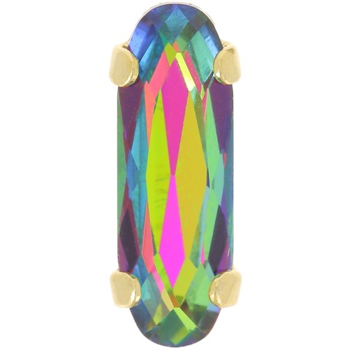 15x5mm Aurora A4161 crystal - Long Classical Oval - Gold - Crystal Vitrail Medium