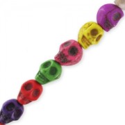 Bead Assortment of skulls in  synthetic Howlite 10mm Multicolored x38cm