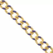 Decorated chain epoxy enamelled 10mm Cobalt Gold tone x1m