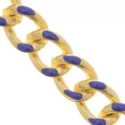 Decorated chain epoxy enamelled 10mm Cobalt Gold tone x1m