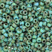 Miyuki 8/0 Seed Beads 4514 - Opaque Turquoise Blue Picasso x 100 g