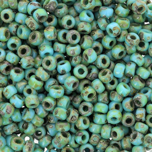 Miyuki 8/0 Seed Beads 4514 - Opaque Turquoise Blue Picasso x 100 g