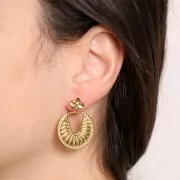 9mm Flower EarStuds with Open Hoop - Fine Gold-plated x2