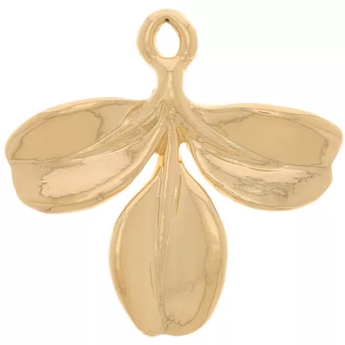 15x15.5mm 3 leaves Charm - Fine Gold Plated x1