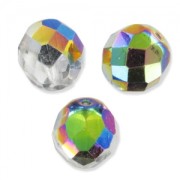 Fire Polished faceted round beads 12mm Crystal Vitrail Medium x5