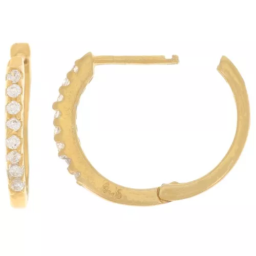 15mm 925 Sterling Silver leverback earrings - Zirconium Oxides - Gold - Crystal x2