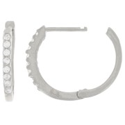 15mm 925 Sterling Silver leverback earrings - Zirconium Oxides - Crystal x2|raw }}