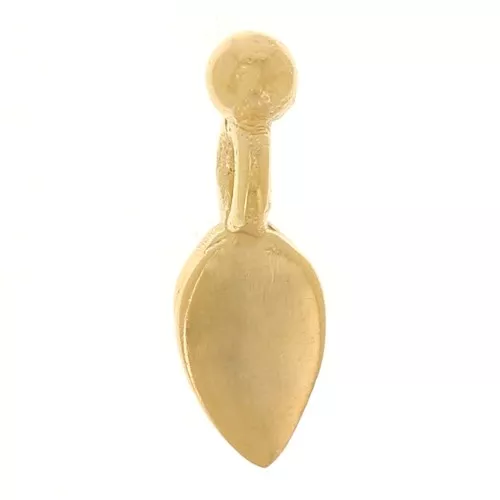 9x3mm 925 Sterling silver Mini petal charm with a small ball - Fine gold plated x1