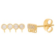 4x11.5mm 4-row earstuds zirconium oxides - Fine Gold plated x2