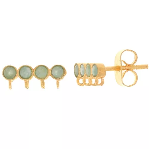 4x11.5mm 4-row gemstone earstuds - Fine Gold plated - Amazonite x2