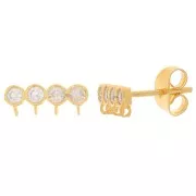 4x11.5mm 4-row earstuds zirconium oxides - 3 microns Gold plated x2