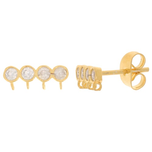 4x11.5mm 4-row earstuds zirconium oxides - 3 microns Gold plated x2