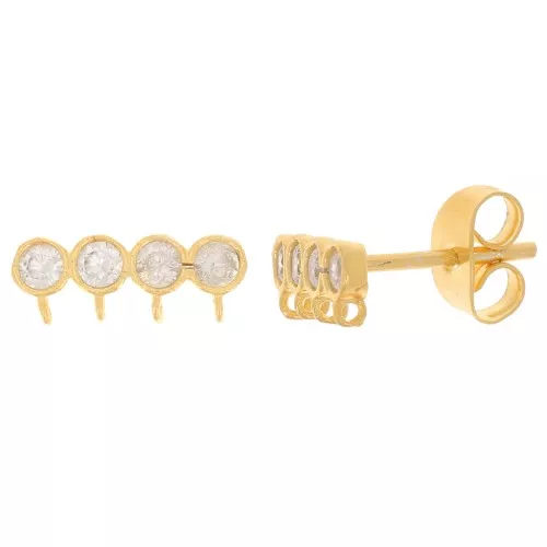 4x11.5mm 4-row earstuds zirconium oxides - 3 microns Gold plated x2