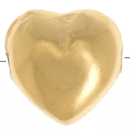 6mm 925 Sterling Silver domed heart bead - Fine Gold Plated x1