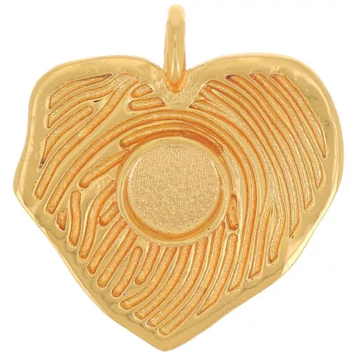 22x20mm Irregular worked heart pendant for 6mm cabochon - Gold Tone x1