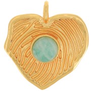 22x20mm Irregular worked heart pendant for 6mm cabochon - Gold Tone x1