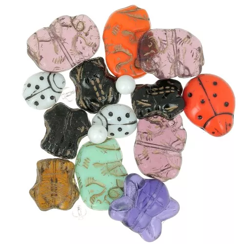 Czech pressed glass beads assortment - Playfull x50g