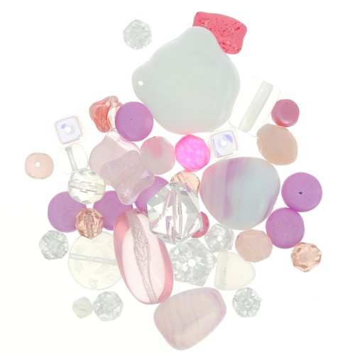 Czech pressed glass beads assortment - Little Princess x50g