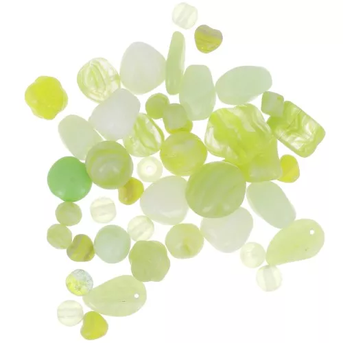 Czech pressed glass beads assortment - Uranium x50g
