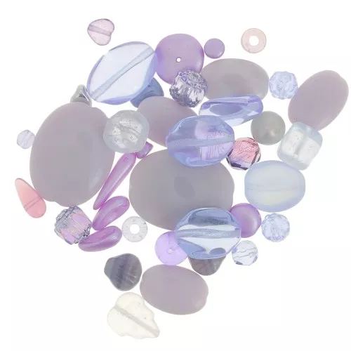 Czech pressed glass beads assortment - Lila light x50g